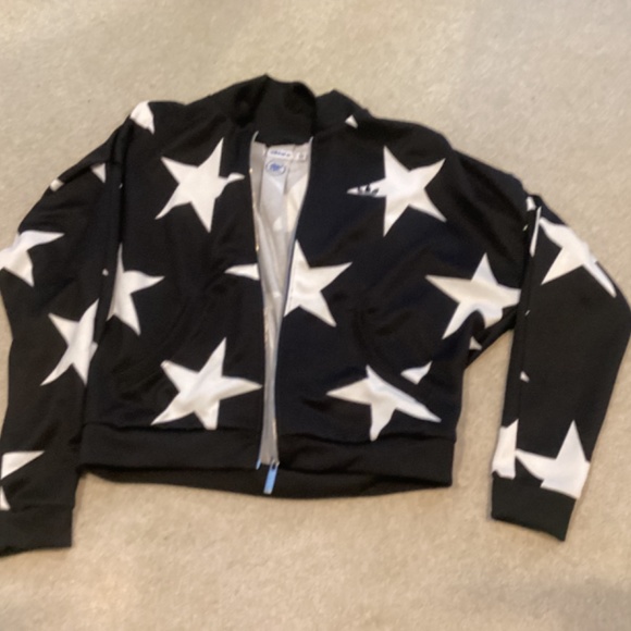 ADIDAS bomber style track jacket. Size 40. With stars! Black/white - Picture 3 of 6
